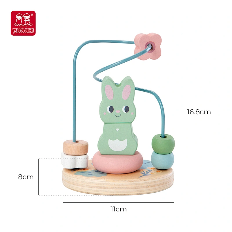 Wooden Easter rabbit beaded toy
